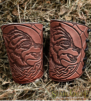 A Pair Leather Bracers Armor Wolves 